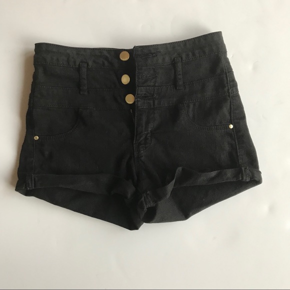 Refuge Women's Black High Waist Jean Shorts Size 0 - Picture 1 of 8